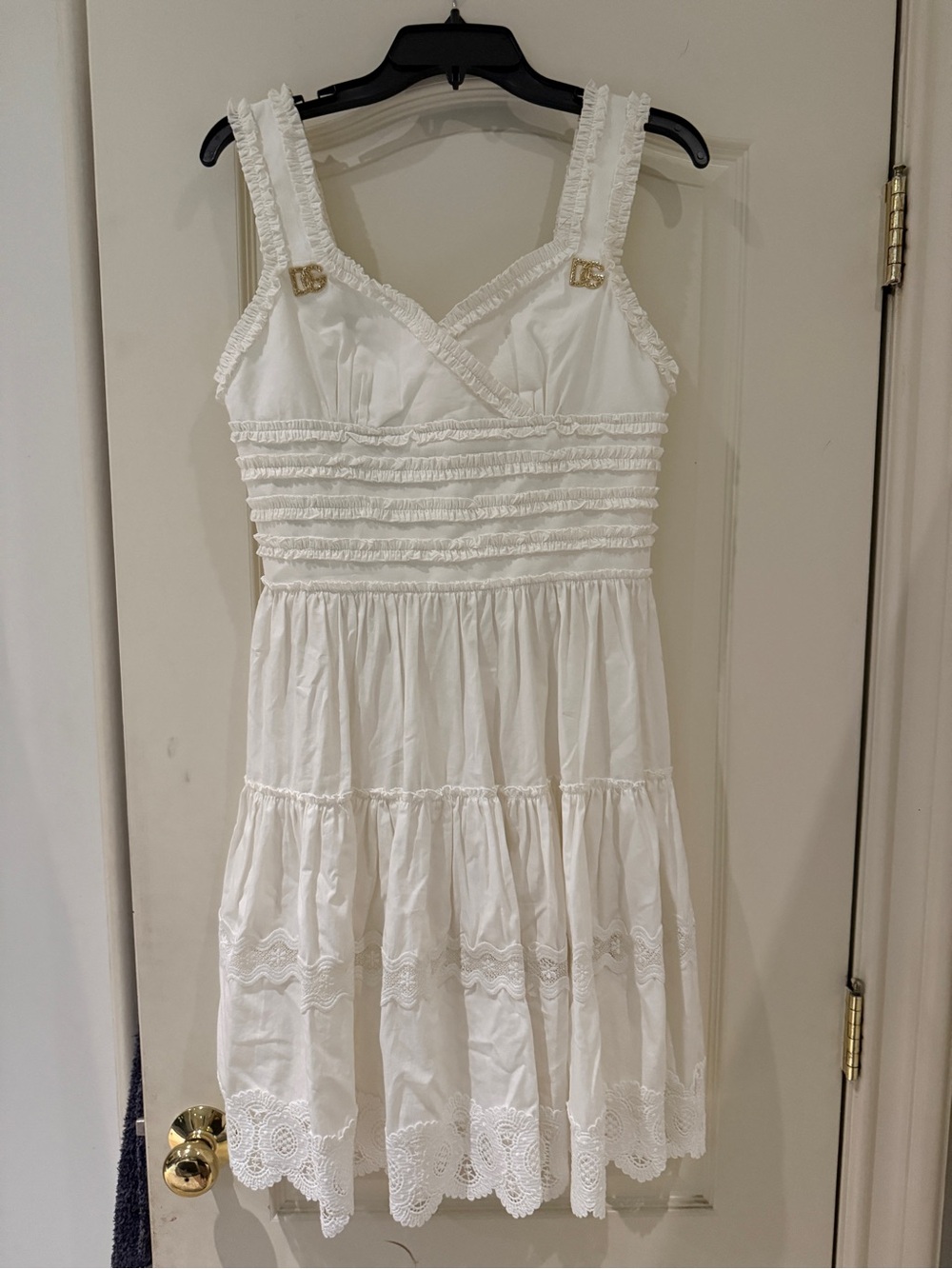 White Tiered Eyelet Sundress with Ruffle Straps